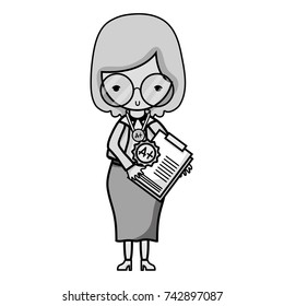 grayscale teacher with glasses and report test