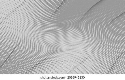 Grayscale Tech Halftone Wall Background. White Creative Modern Brochure Design. Silver Simple Vector Style Wallpaper. Grey Technology Abstract Backdrop Background.