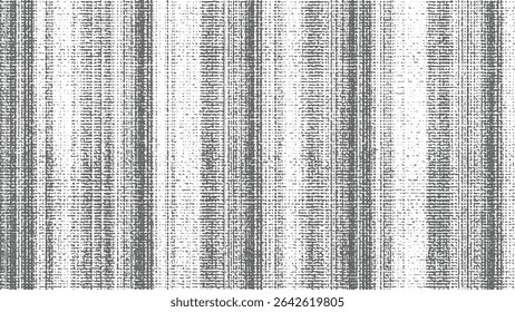 Textura têxtil em tons de cinza com listras verticais de densidade variável que mostram um efeito manchado de pequenas formas irregulares cinzentas e brancas. O padrão sugere um tecido ou malha.