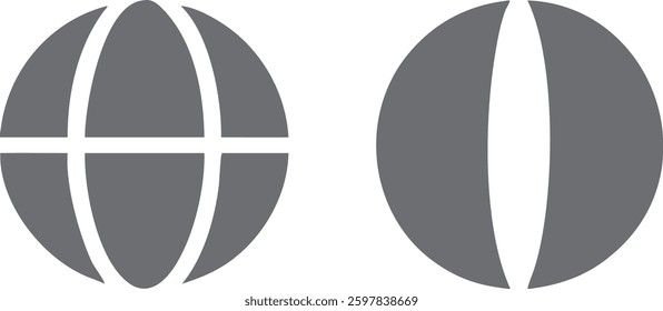 Grayscale Twin Globe Icons Vector Design