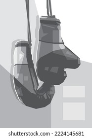 Graustufen-Zwei-Boxhandschuhe, Design in WPAP Pop Kunstillustration Hochwertige Qualität