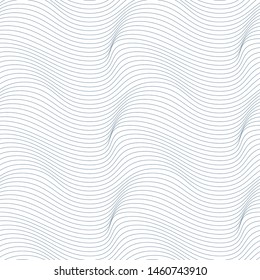 Grayscale vector seamless pattern, graphic geometric wrapping paper. Abstract backdrop created with interweave black undulate lines can be used in textile and web designs 