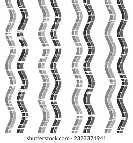 Ondas de escala de grises verticales sobre un fondo blanco, texturadas. Patrón vectorial sin soldadura para fondo, textil