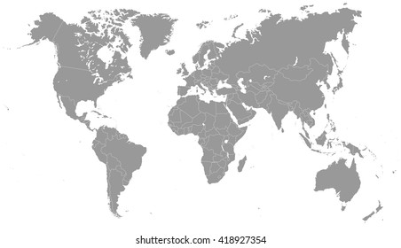 Grayscale World Map - illustration
Highly detailed contour of world map.