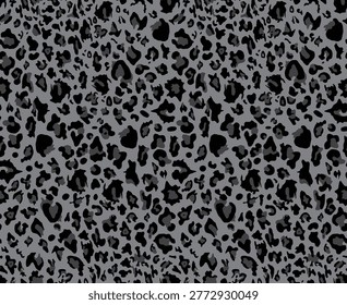 a gray-toned leopard print with irregular black and dark gray spots scattered organically across a muted background, exuding a bold yet understated wild aesthetic.seamless gray leopard pattern
