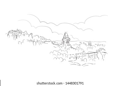 Graz Austria Europe vector sketch city illustration line art