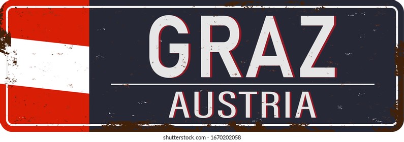 Graz, Austria, road sign vector illustration, road table