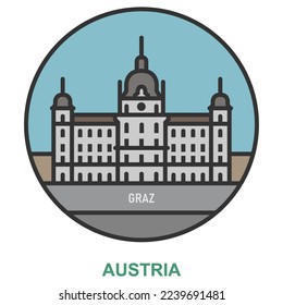 Graz. Cities and towns in Austria. Flat landmark