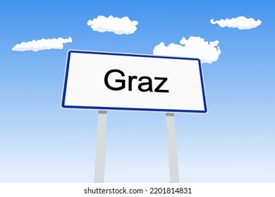 Graz city sign in Austria. City name welcome road sign vector illustration.