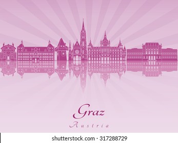 Graz skyline in purple radiant orchid in editable vector file