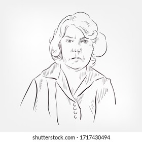 Grazia Deledda Famous Italian Writer Who Received The Nobel Prize For Literature Vector Sketch Portrait