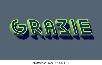 Grazie card. Typographic card design. Vector Illustration.