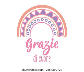 Grazie di cuore. Translation from Italian - Thank you very much. Perfect design for greeting cards, posters and social media. Italian Lettering.