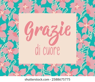 Grazie di cuore. Translation from Italian - Thank you very much. Perfect design for greeting cards, posters and social media. Italian Lettering.