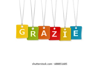 Grazie message isolated on white background 