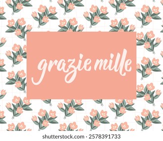 Grazie mille. Translation from Italian - Thanks so much. Perfect design for greeting cards, posters and social media. Italian Lettering.