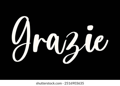 Grazie Stylish Cursive Typography Text Quote On Colorful Background