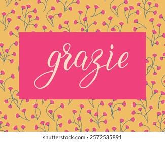 Grazie. Translation from Italian - Thank you. Greeting card with hand drawn lettering.