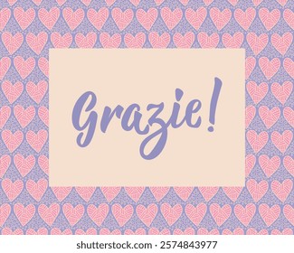 Grazie. Translation from Italian - Thank you. Greeting card with hand drawn lettering.