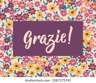 Grazie. Translation from Italian - Thank you. Perfect design for greeting cards, posters and social media. Italian Lettering.