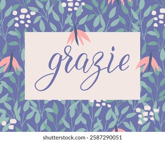 Grazie. Translation from Italian - Thank you. Perfect design for greeting cards, posters and social media. Italian Lettering.