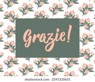 Grazie. Translation from Italian - Thank you. Perfect design for greeting cards, posters and social media. Italian Lettering.