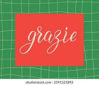 Grazie. Translation from Italian - Thank you. Perfect design for greeting cards, posters and social media. Italian Lettering.