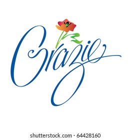 Grazie Vector Lettering with Floral Illustration