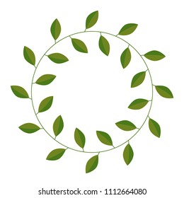 grean leaf circle frame. simple floral frame illustration vector