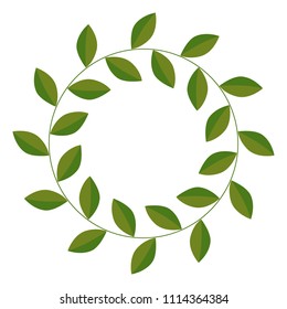 grean leaf circle frame. simple floral frame illustration vector