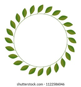 grean leaf circle frame. simple floral frame illustration vector