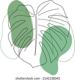Grean leaf monstera for t-shirt, bags, posters design, abstract, 