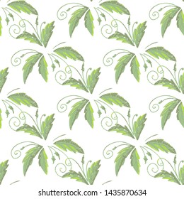 grean leaf pattern  hand drawn illustration with grunge simple texture