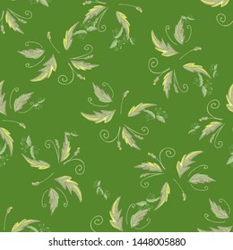 grean leaf pattern  hand drawn illustration with grunge simple texture