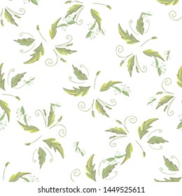 grean leaf pattern  hand drawn illustration with grunge simple texture