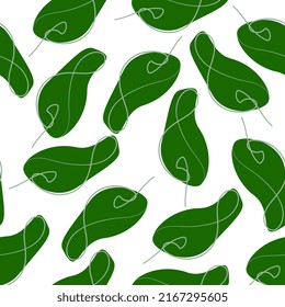  grean leaves seamless one line pattern