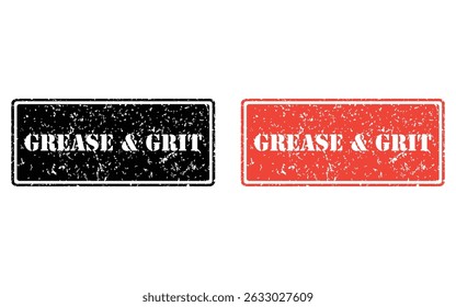 grease and grit grunge stamp design, vector, isolated on transparent background