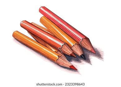 Lápices de grasa, lápices de colores ilustraciones de arte vectorial aisladas sobre fondo blanco