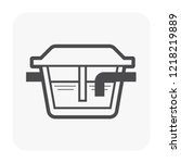 Grease trap or grease interceptor or grease recovery icon, That is a plumbing device designed to intercept most greases and solids before they enter a wastewater disposal system, Vector icon design.