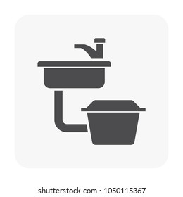 Grease Trap Or Grease Interceptor Or Grease Recovery Icon, That Is A Plumbing Device Designed To Intercept Most Greases And Solids Before They Enter A Wastewater Disposal System, Vector Icon Design.