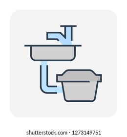 Grease Trap Or Grease Interceptor Or Grease Recovery Icon, That Is A Plumbing Device Designed To Intercept Most Greases And Solids Before They Enter A Wastewater Disposal System, Vector Icon Design.