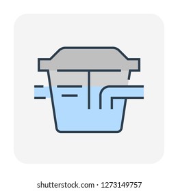 Grease trap or grease interceptor or grease recovery icon, That is a plumbing device designed to intercept most greases and solids before they enter a wastewater disposal system, Vector icon design.