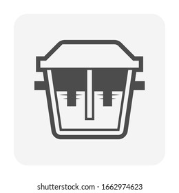 Grease trap or grease interceptor or grease recovery icon, That is a plumbing device designed to intercept most greases and solids before they enter a wastewater disposal system, Vector icon design.