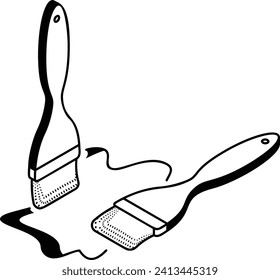 Greasing Bread Dough isometric concept, Butter or Olive Oil Brush Hand drawn vector, Bakery and Baker drawings, food preparation and Kitchen Utensil Sketch Culinary Doodle stock illustration