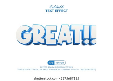 Great 3D Text Effect Blue Styles. Editable Text Effect Style.