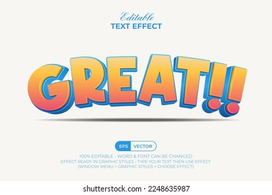 Great 3D Text Effect Style Yellow And Blue Color. Editable Text Effect Curved Style.