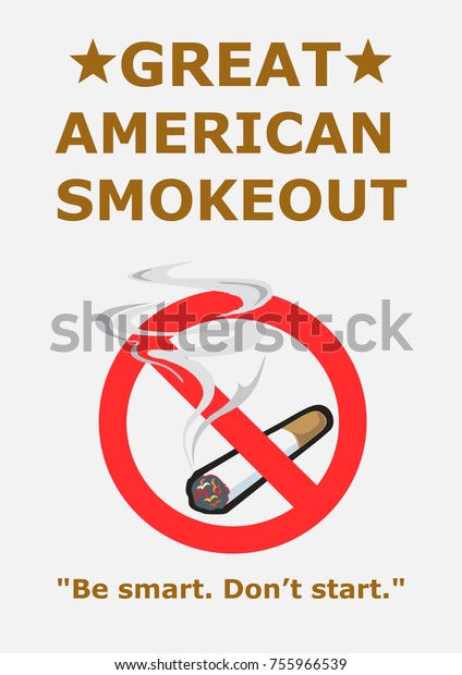 Great Americam Smokeout Poster Banner Logo Stock Vector Royalty Free