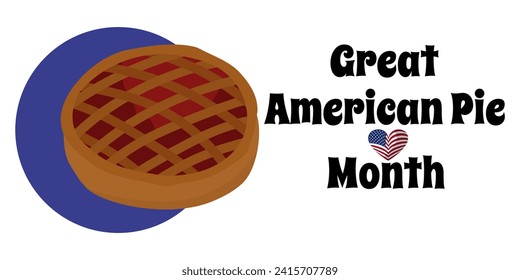 Great American Pie Month, simple horizontal banner on food theme vector illustration