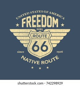 The Great American Road - Tee Design For Print. Vector illustration.
