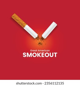 The Great American Smokeout is an annual intervention event on the third Thursday of November by the American Cancer Society. Smoke out day creative.